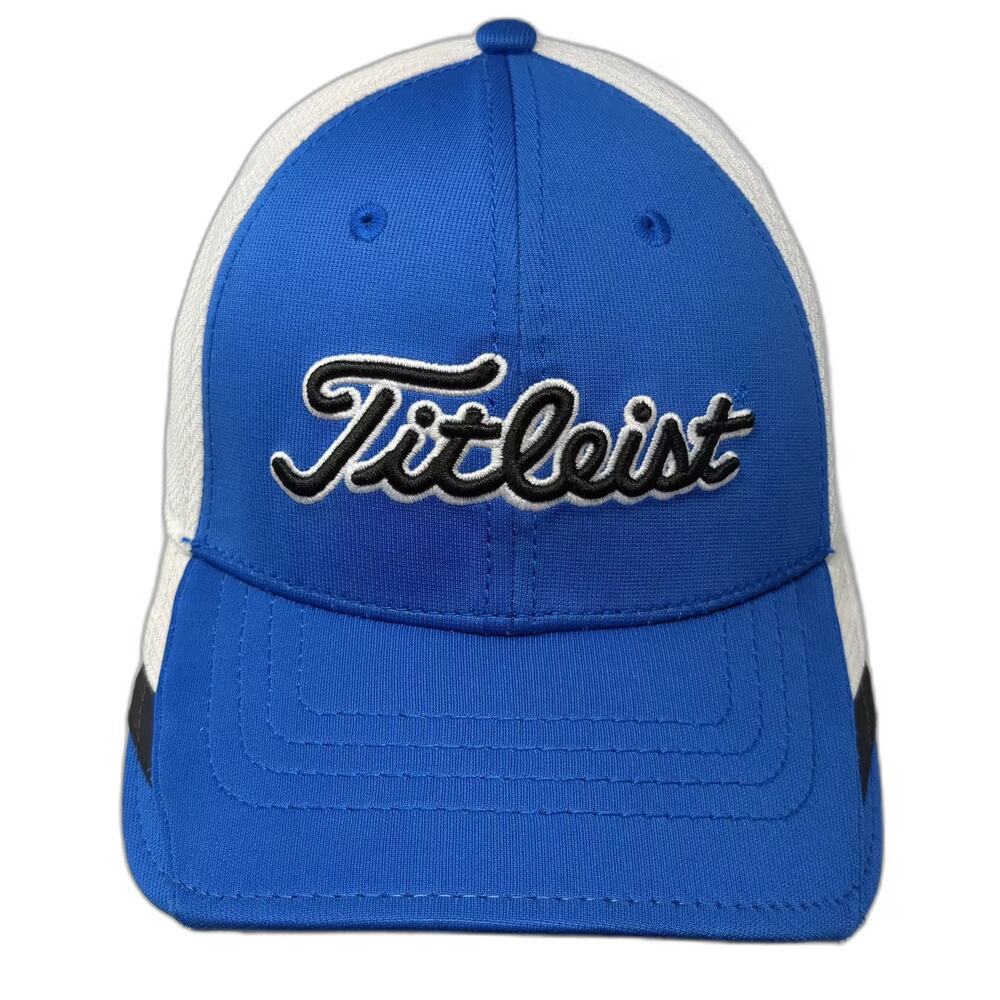 Titleist Baseball Cap Blue White M Fitted Hat Embroidered Breathable Golf Logo